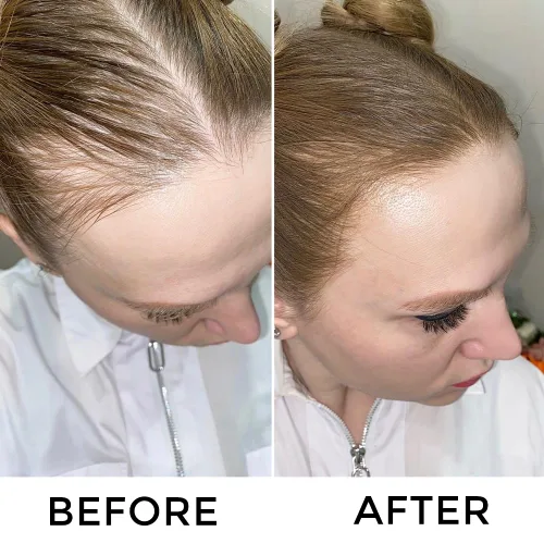 Vista 3 de Polvo para retoque de raíces + sombra de línea capilar con fibras capilares para adelgazar el cabello, rubio claro