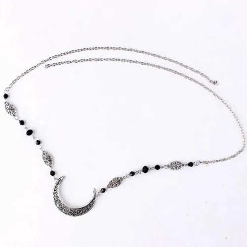Vista 3 de Aimimier Boho Moon Crystal Head Chain Crescent Moon Forehead Chain - Banda para el pelo para mujer, Metal