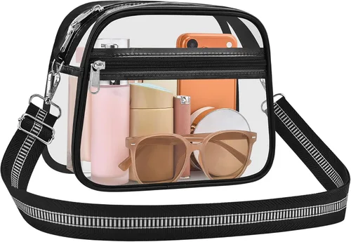 Vista 35 de Bolsa transparente para eventos de estadio, bolsa transparente para mujer, bolsa cruzada, correa de hombro ajustable para conciertos, deportes