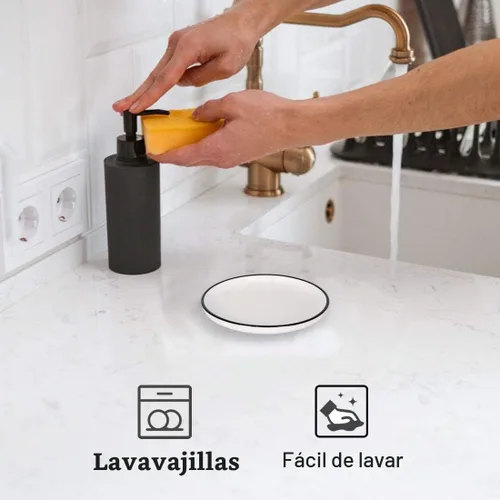 Vista 4 de Platos pequeños de porcelana de 6 pulgadas, color blanco con bordes negros, platos para servir, postre, ensalada, aperitivos, juego de 6