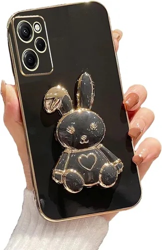 Vista 100 de Funda con soporte de conejo de corazón para Xiaomi Redmi A1, galvanizado suave TPU protector delgado a prueba de golpes con lindo conejito soporte