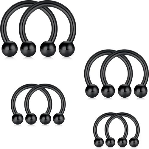Vista 11 de D.Bella Anillos de herradura para el tabique de nariz de acero quirúrgico 16G 18G 20G Joyería de piercing para nariz, cartílago, hélix, tragus, aro