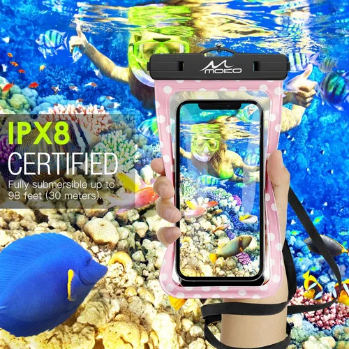 Vista 2 de MoKo Funda impermeable para teléfono, bolsa seca para teléfono celular con correa compatible con iPhone 16, 15, 14, 13, 12, 11 Pro Max, Samsung