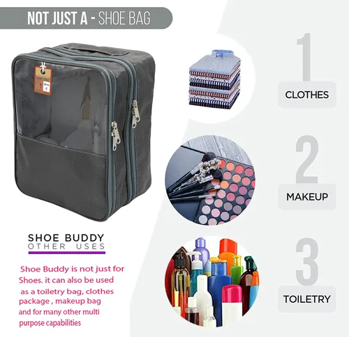 Vista 7 de atorakushon Bolsa organizadora de viaje para zapatos, impermeable, portátil, bolsa de almacenamiento para zapatos con capacidad para 3 pares