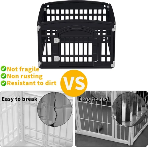 Vista 2 de Corralito plegable para mascotas, puerta para perros, plástico resistente, corral de ejercicio para cachorros, cerca para mascotas pequeñas, jaula