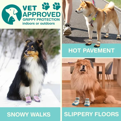 Vista 4 de Petanims Zapatos para Perros para Perros Pequeños, Botas para Perros Medianos y Protectores de Patas para Nieve de Invierno, Botines Impermeables