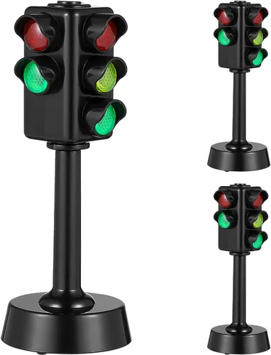 Vista 8 de Kisangel Semáforo, 3 piezas, simulación, señales de tráfico para niños, juego de letreros de calle para niños, decoración de fiesta temática