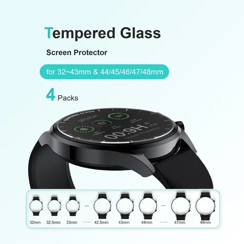 Vista 3 de Protector de pantalla de 1.26 pulgadas de diámetro, (4 unidades) Protector de pantalla de vidrio templado de dureza 9H para reloj redondo universal