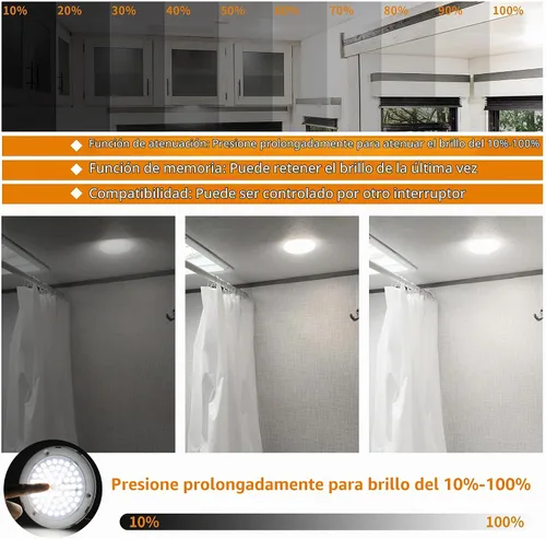 Vista 6 de RVZONE Luces Interiores para RV, Luz LED de Techo Tipo Disco de 5 Pulgadas para RV Regulable de 12 Voltios, Luces LED de 12V Tipo Disco para RV