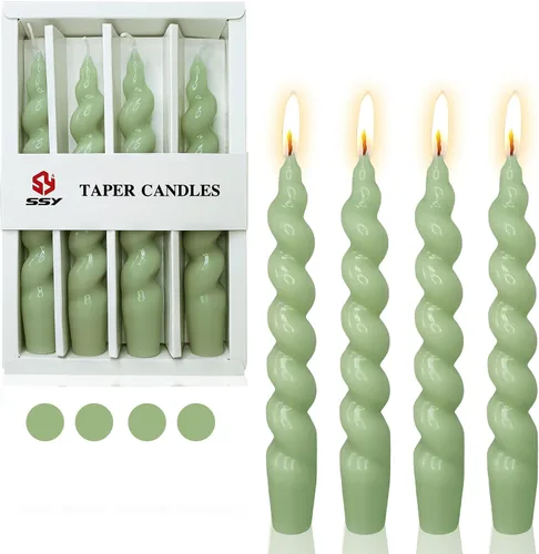 Vista 27 de SM101 - Vela cónica roja, velas en espiral de 10 pulgadas, velas largas cónicas sin goteo para cena, mesa de comedor, boda, fiesta, fiesta, Rojo
