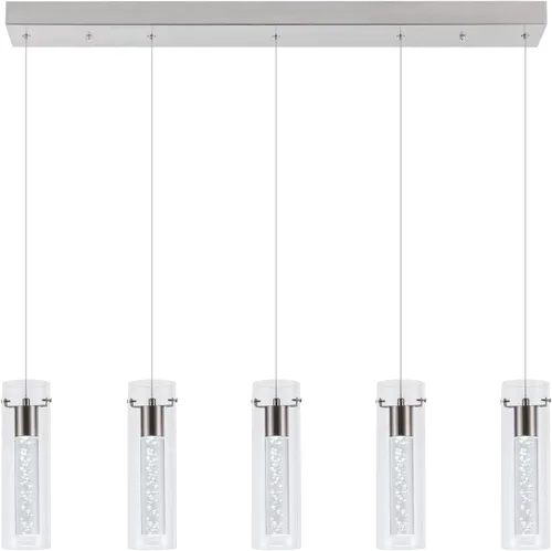 Vista 12 de Luces colgantes para isla de cocina con control remoto, níquel cepillado regulable y cilindro transparente, luces colgantes de cocina de altura