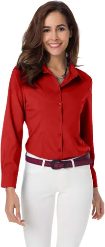 Vista 10 de Atnlewhi - Camisa de trabajo clásica con botones, manga larga, elástica, formal y casual para mujer