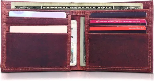 Vista 2 de RAW HYD Billeteras occidentales para hombre Cartera con bloqueo RFID Cartera occidental para hombre con concho Grano completo, carteras vaqueras