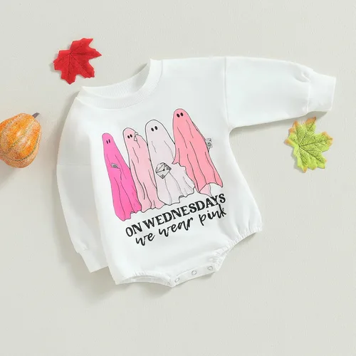 Vista 3 de Disfraz de Halloween para bebé recién nacida, sudadera de calabaza, mameluco de manga larga para otoño e invierno