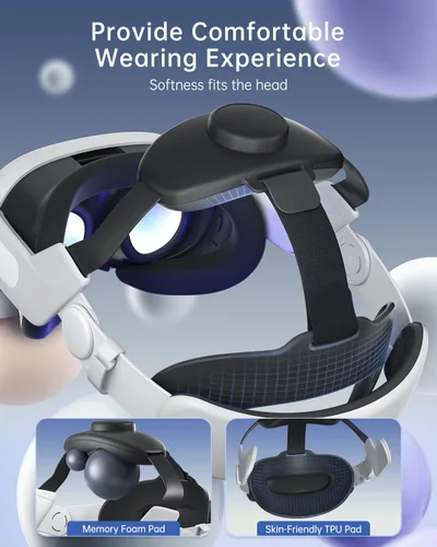 Vista 3 de ZYBER Adjustable Pressure-Free Head Strap for Meta Quest 3, VR Head Strap Replacement for Oculus Quest 3 Accessories for Enhance Comfort and