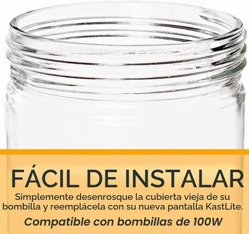 Vista 2 de KASTLITE Cubierta de bombilla de vidrio roscado, campana de cocina a prueba de vapor, 1 paquete