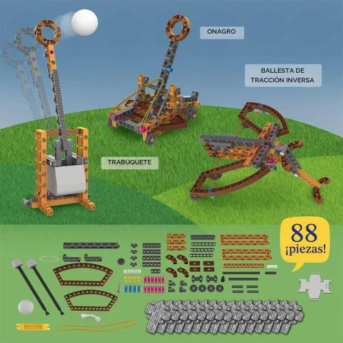 Vista 3 de Thames & Kosmos Catapult Engineering - Kit de fabricación STEM, construye 6 modelos de máquinas medievales únicas, explora la física mecánica