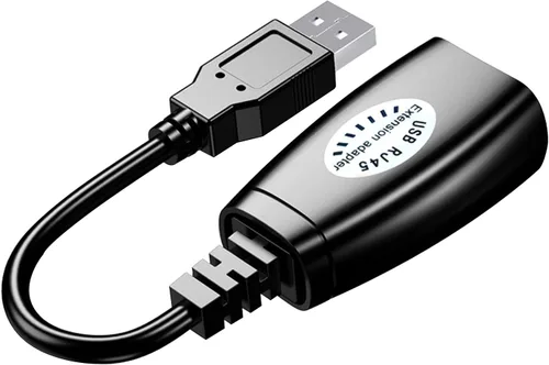 Vista 2 de Adaptador USB (macho) (hembra) a RJ45 - Adaptador de extensión LAN USB a RJ45 sobre cable Cat5/ Cat5e/ Cat6