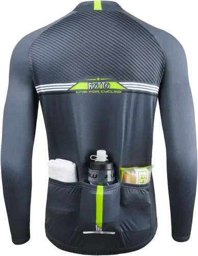 Vista 2 de ROTTO Camiseta de ciclismo para hombre, manga larga, línea simple, serie