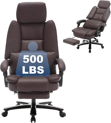 Vista 15 de Masaje de amasado 3D de tamaño grande cómoda silla de escritorio de oficina para mujeres Marrón