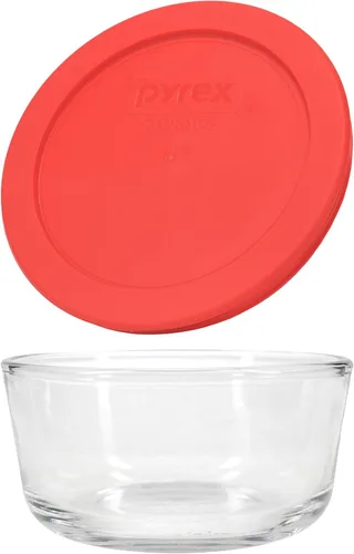 Vista 2 de Pyrex 7200 - Cuencos de vidrio de 2 tazas y tapa roja de 7200 piezas (paquete de 6)