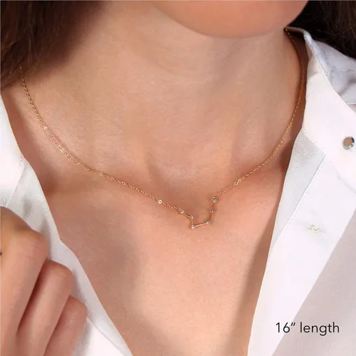 Vista 5 de 2 collares del zodiaco para mujer, collar de 12 constelaciones, signo del zodiaco, horóscopo, joyería del zodiaco, regalo, Metal, Aleación.