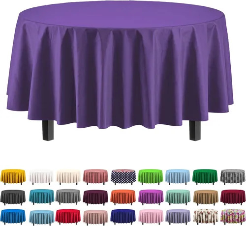 Vista 53 de Party Solids Paquete de 4 manteles de plástico color azul aguamarina, 54 x 108 pulgadas, mantel desechable para fiestas y pícnics