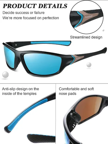 Vista 3 de Frienda Paquete de 6 lentes de sol deportivos polarizados para hombre multipack de ajuste sobre gafas de sol deportivas para hombre