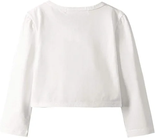 Vista 2 de Vestido tipo cárdigan de manga larga con encaje para niñas pequeñas
