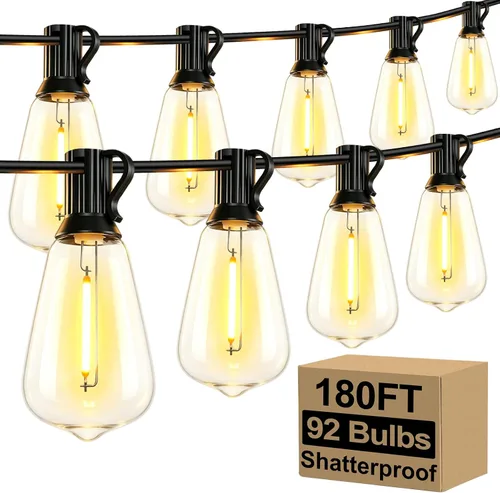 Vista 10 de Brightever Luces de Cadena para Exteriores de 25 Pies, Luces de Patio ST38 con 13 Bombillas Edison, Luces Colgantes Impermeables Conectables