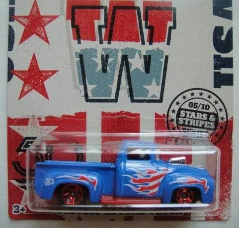 Vista 2 de Hot Wheels STARS & STRIPES 50ª EDICIÓN, BLUE CUSTOM '56 Ford Truck 5/10