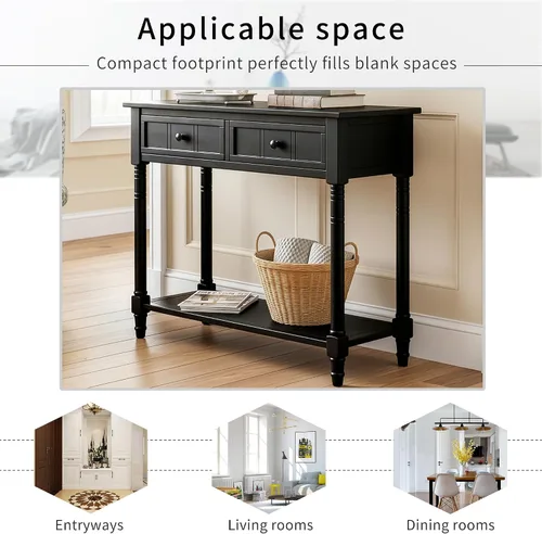 Vista 7 de P PURLOVE Mesa consola estrecha con cajón, mesa de entrada pequeña para sala de estar