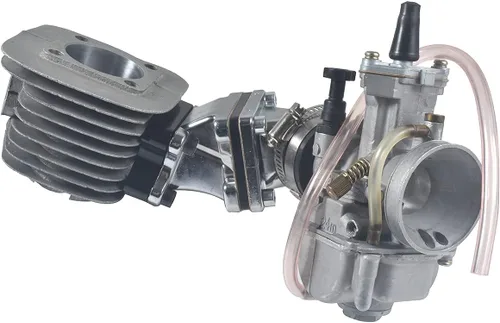 Vista 3 de Kit de carburador Dio con válvula de rejilla PWK24 para moto con motor de 48 cc, 66 cc, 80 cc (Adaptador negro) Actualización completa de admisión
