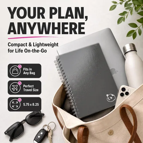 Vista 6 de Panda Planner Agenda diaria sin fecha 2026, 5.75 x 8.25 pulgadas, gris 90-Day Spiral Academic, Productivity Planner, Hourly Schedule, To-Do List