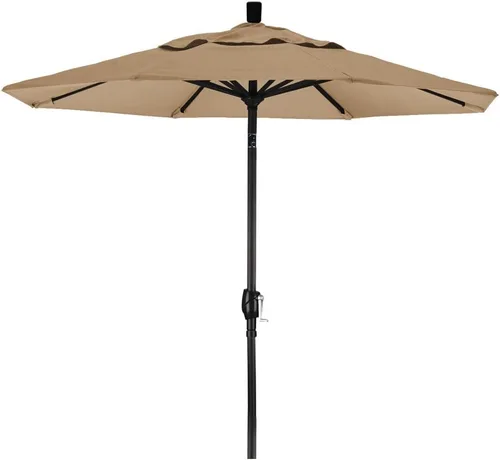 Vista 15 de California Umbrella Sombrilla redonda de aluminio de 7.5 pies, manivela para elevación, botón de inclinación, poste negro, azul marino Pacífica