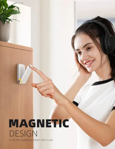 Vista 3 de Lamicall Soporte para auriculares, soporte adhesivo para auriculares, paquete de 2 soportes adhesivos para auriculares, clip para auriculares debajo