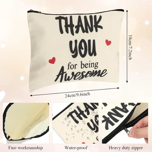 Vista 2 de Coume 12 Piezas Bolsa de Maquillaje de Agradecimiento para Mujeres, Regalo Inspirador de Apreciación para Compañera de Trabajo, Profesora