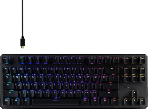 Vista 8 de TECWARE Teclado mecánico Phantom+ de 87 teclas, LED RGB, interruptor rosa Wraith