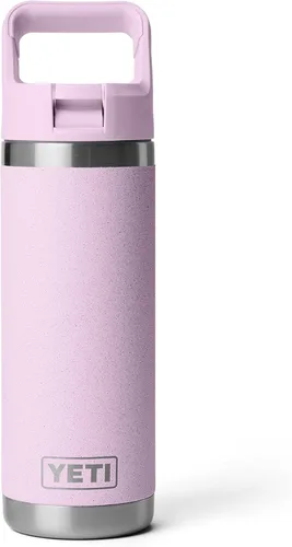 Vista 16 de YETI Rambler Botella de 18 onzas, aislada al vacío, de acero inoxidable con tapa de popote a juego de colores, rojo rescate