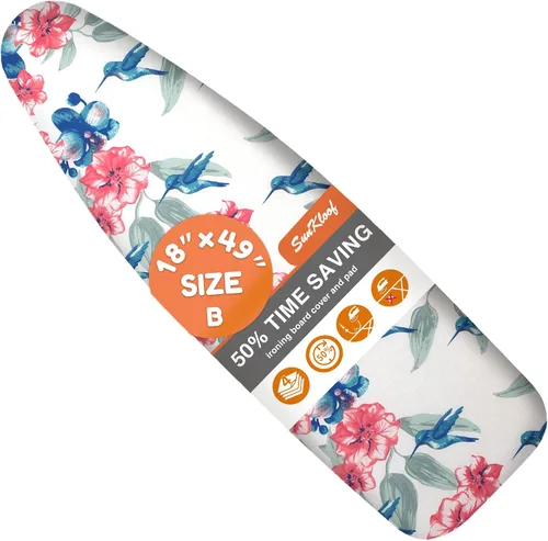 Vista 9 de Funda para tabla de planchar y almohadilla, resistente a las quemaduras y manchas, de 15 x 54 pulgadas, funda reflectante de silicona para tabla