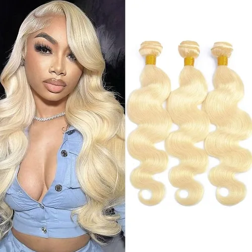 Vista 24 de Extensiones de cabello humano ondulado rubio 613 de 12 pulgadas, 100% sin procesar, grado 14A, cabello humano virgen brasileño sin procesar, 1