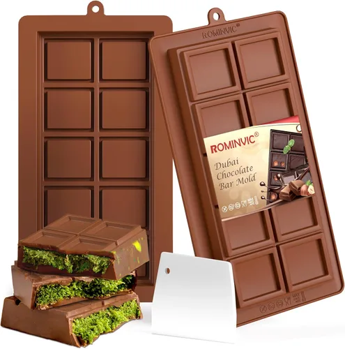 Vista 8 de Juego de moldes de chocolate de Dubái 3 piezas, moldes de barra de chocolate de silicona grandes y gruesos de 0.5 pulgadas de profundidad para barra