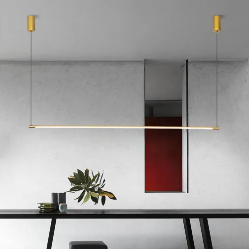 Vista 3 de Lámpara colgante lineal LED, moderna, ajustable, altura de suspensión, decoración interior, accesorio de iluminación de 3 modos de temperatura