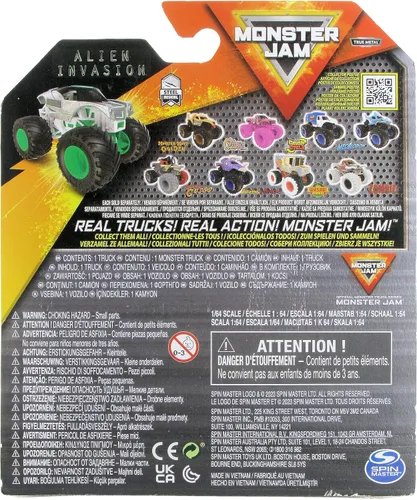 Vista 3 de Monster Jam 2023 Spin Master 1:64 Diecast Truck Series 31 Steel Reveal Alien Invasion