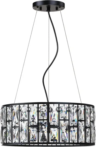 Vista 8 de Lámpara de techo de tambor de cristal cromada de 12 pulgadas, montaje semiempotrado, accesorio de granja para sala de estar, comedor, dormitorio