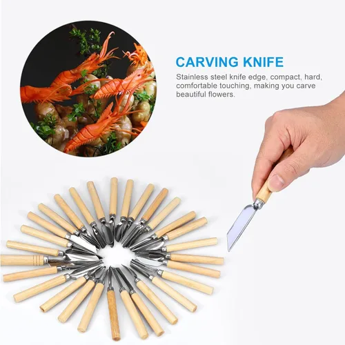 Vista 3 de Kit mejorado de 80 piezas de tallado de calabaza para adultos y niños con herramientas de escultura de detalles profesionales, juego de cuchillos