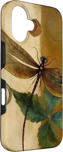 Vista 3 de Funda para iPhone 16 con diseño floral de libélula bohemia