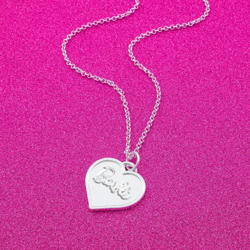Vista 4 de Barbie Collar de corazón grueso - Plata, Zinc, No es una piedra preciosa