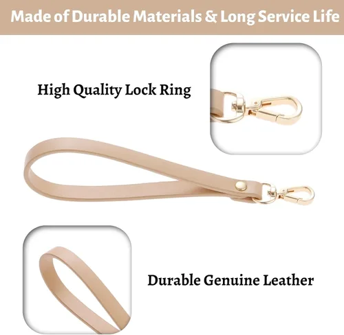 Vista 3 de Yetaha Correa de pulsera, correa corta de cuero genuino, cuerda de mango de Beige
