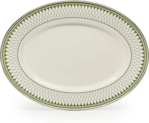 Vista 10 de Golden Rabbit Enamelware Oval Platter, 12 x 16in, Aegean Sevilla